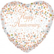 Sparkling Fizz Rose Gold Happy Anniversary Balloon 